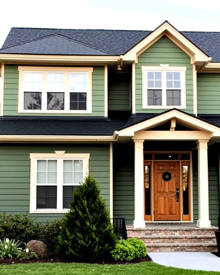 modern green exterior paired with a black roof