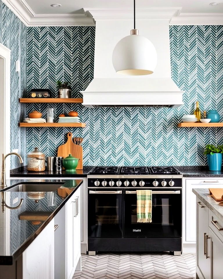 modern herringbone patterned wallpaper