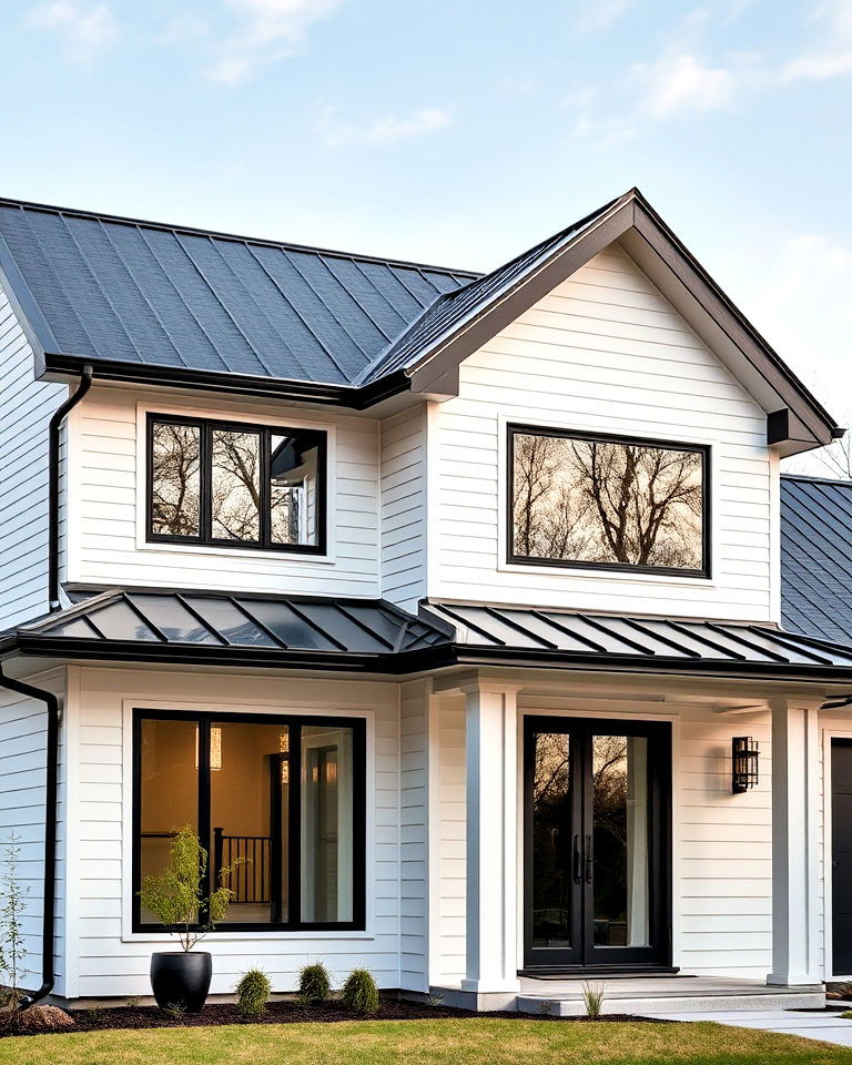 modern minimalist exterior with black roof