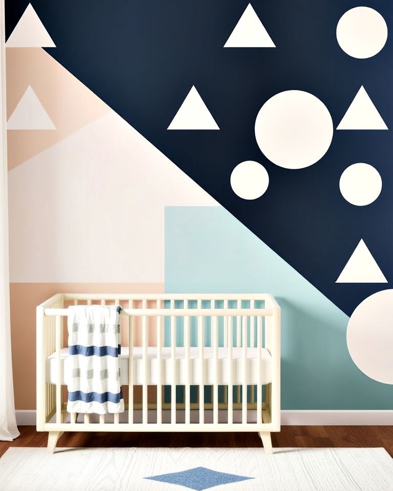 modern nursery with bold geometric patterns