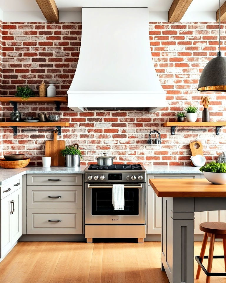 modern painted brick for a pop of color kitchen