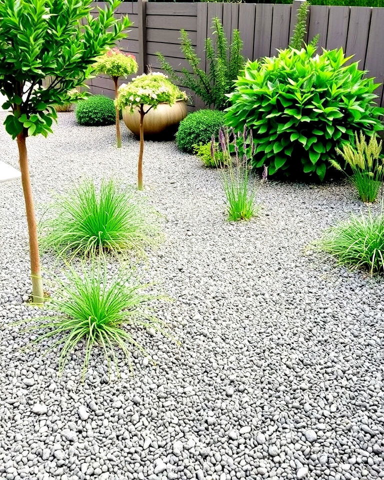 modern pea gravel beds
