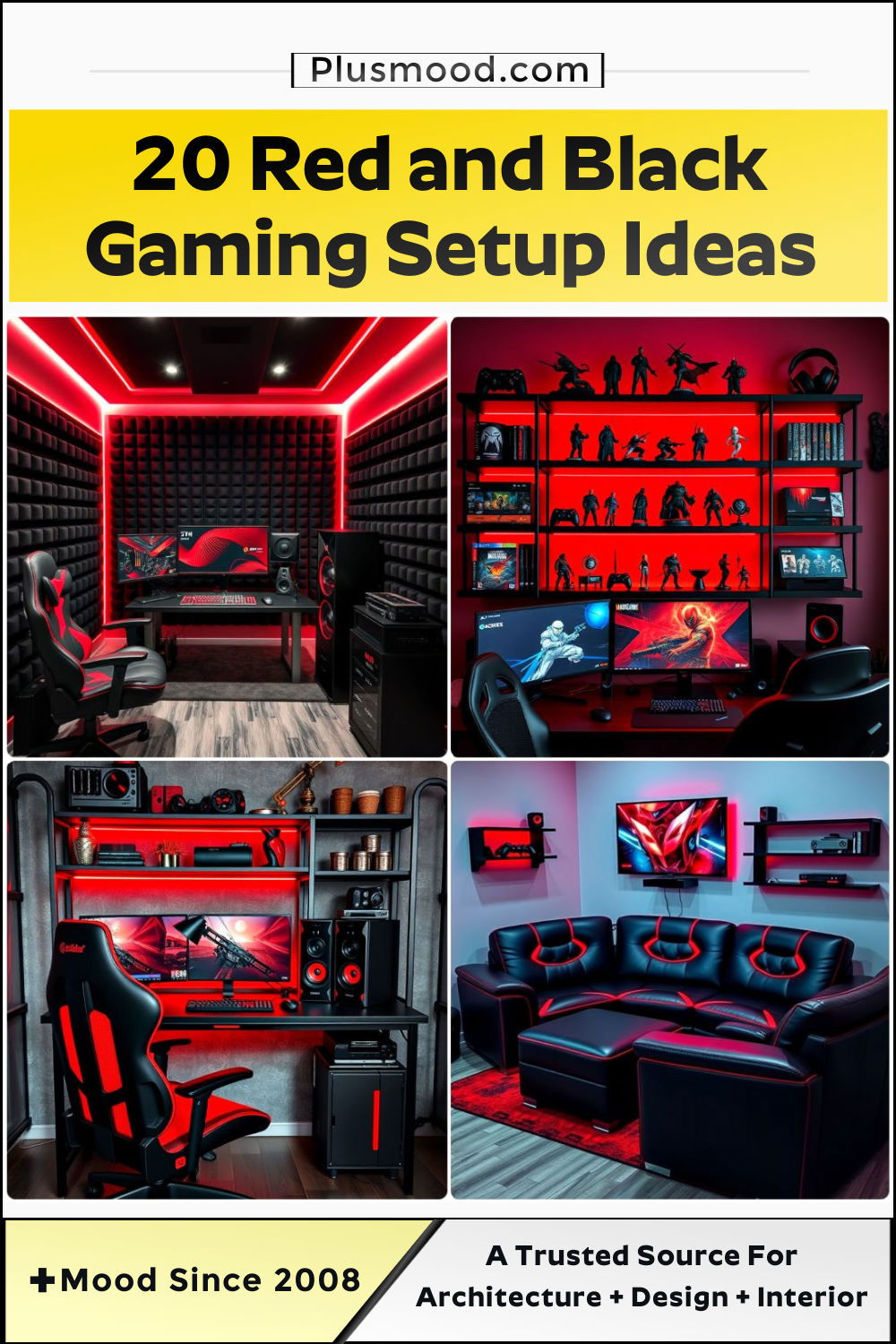 modern red and black gaming setup ideas