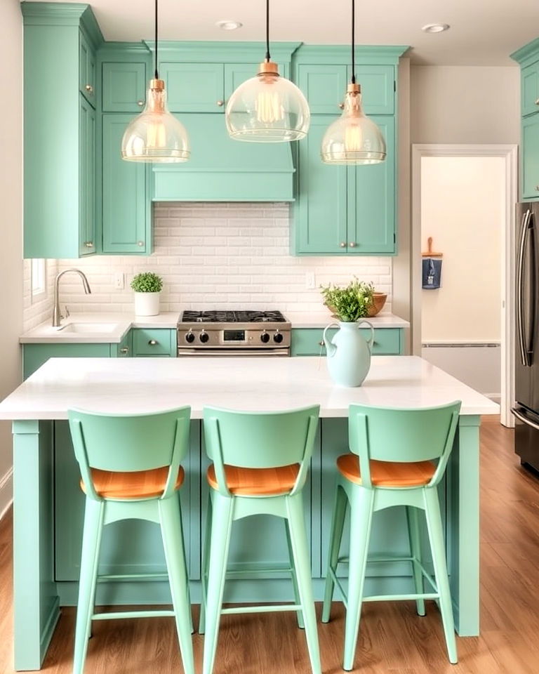 modern seafoam green bar stools for kitchen