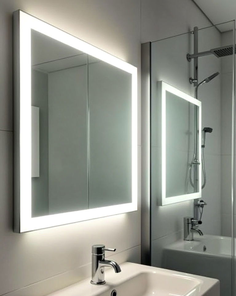 modern shower mirror light panels