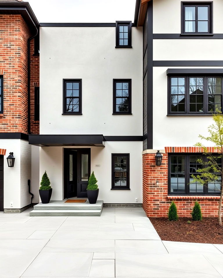 modern tudor with mixed materials to add depth