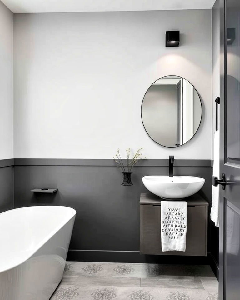 modern two tone gray walls for bathroom
