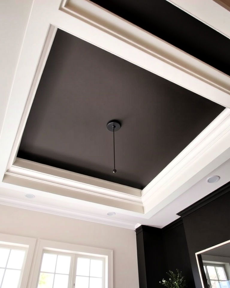 modern two tone painted tray ceiling