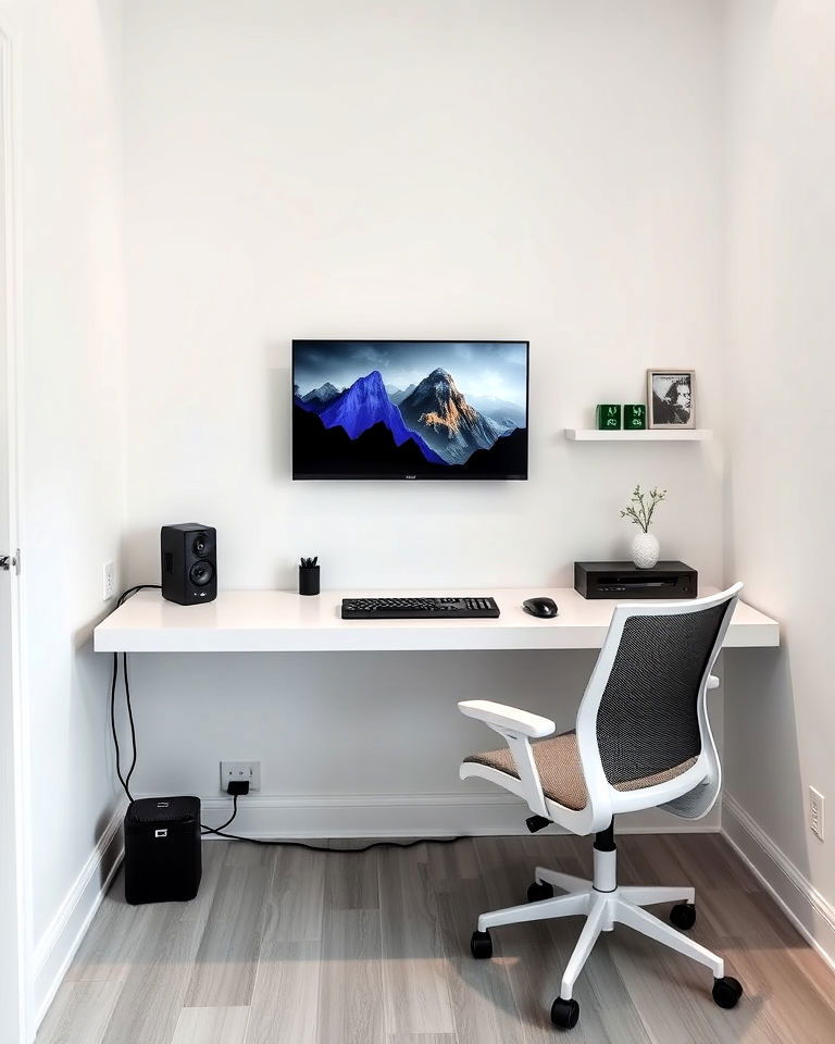 modern white floating desk