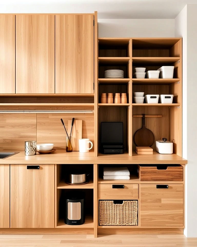 modular storage units for japandi kitchen