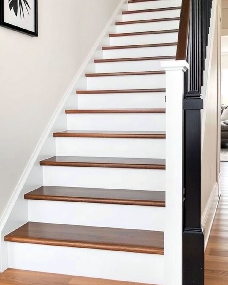 monochromatic and minimalist stair riser design