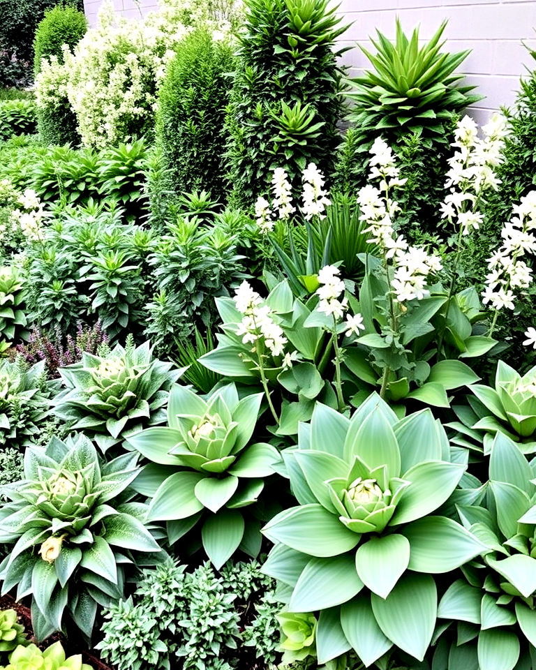 monochromatic planting scheme garden