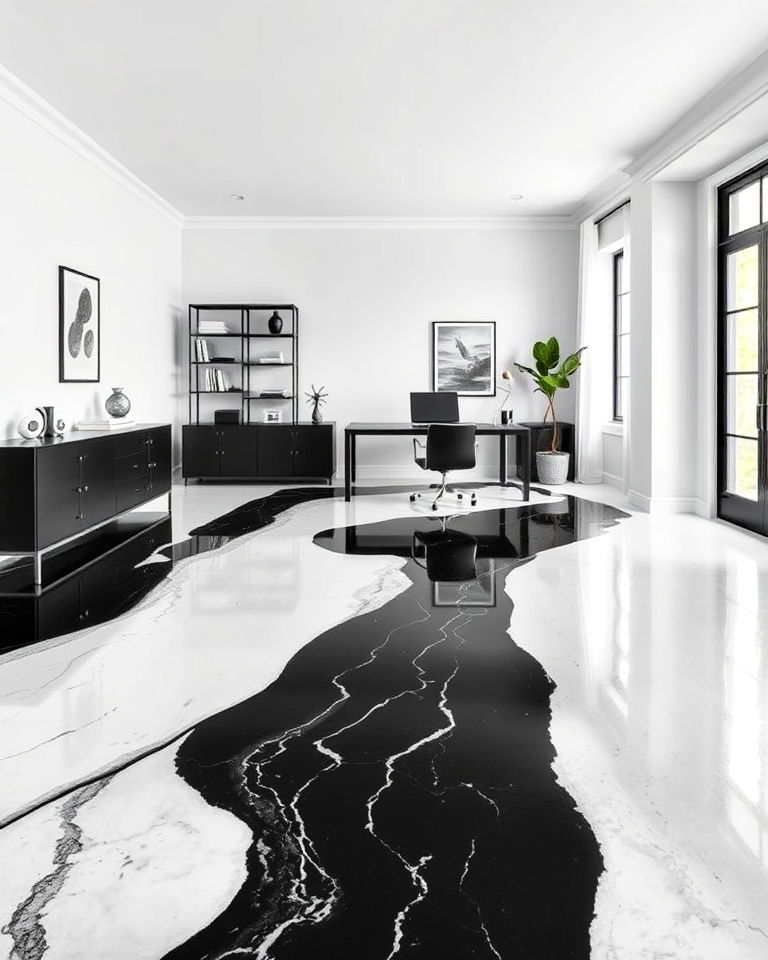 monochrome epoxy floor design