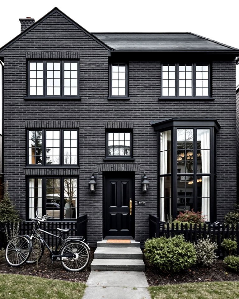 monochrome minimalism black brick exterior house
