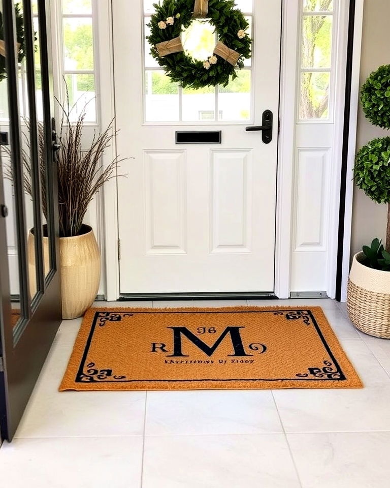 monogrammed doormat for foyer
