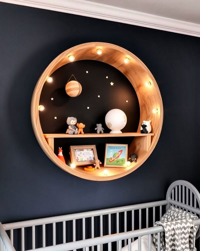 moon shaped wall shelf