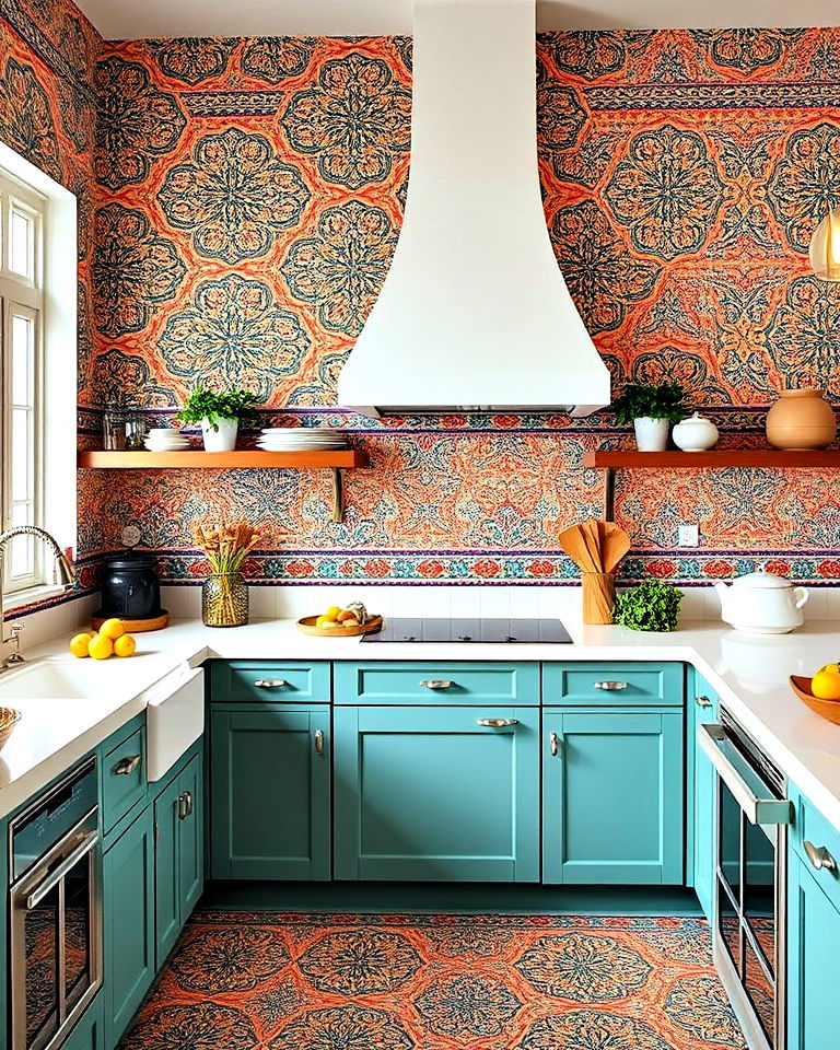 moroccan patterns wallpaper for kitchen