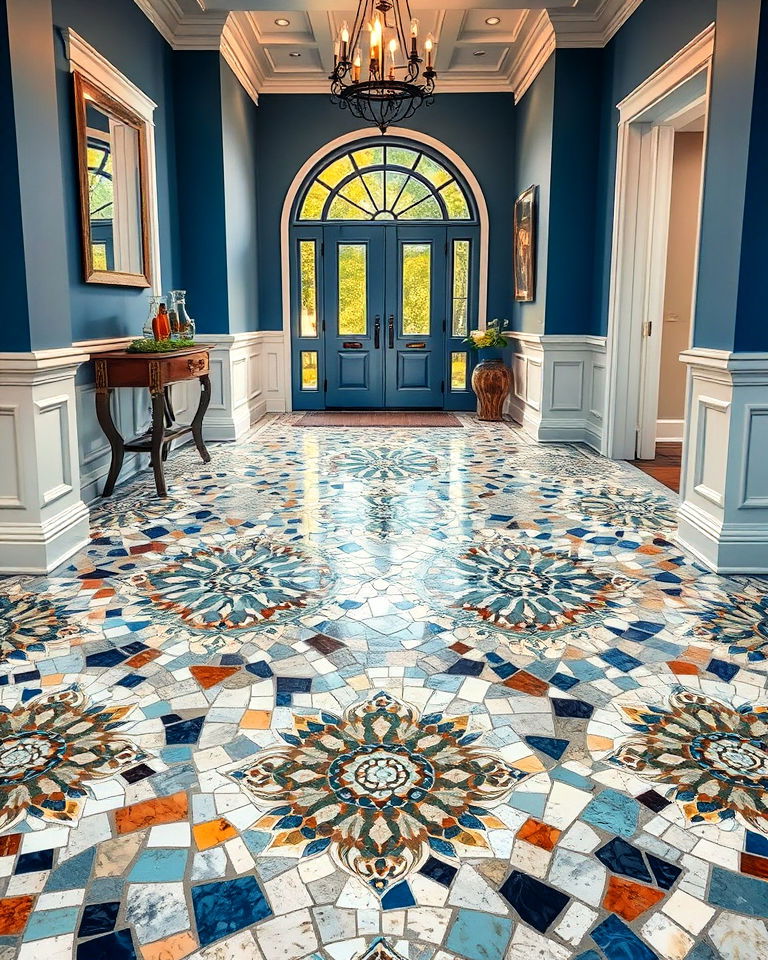 mosaic tile epoxy floor design