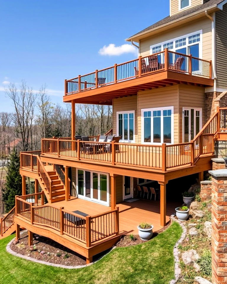 multi level decks for sloped backyard