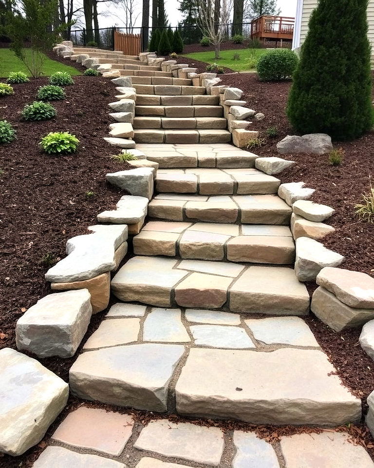 multi level flagstone walkway