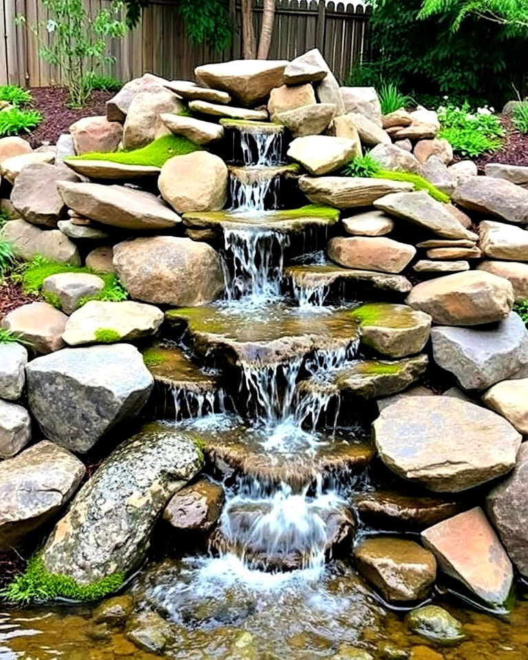 multi level rock garden waterfall