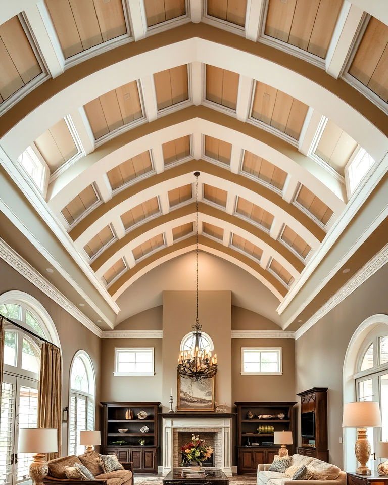 multi level vaulted ceiling to add depth