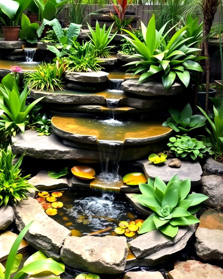 multi tiered water garden for a harmonious look