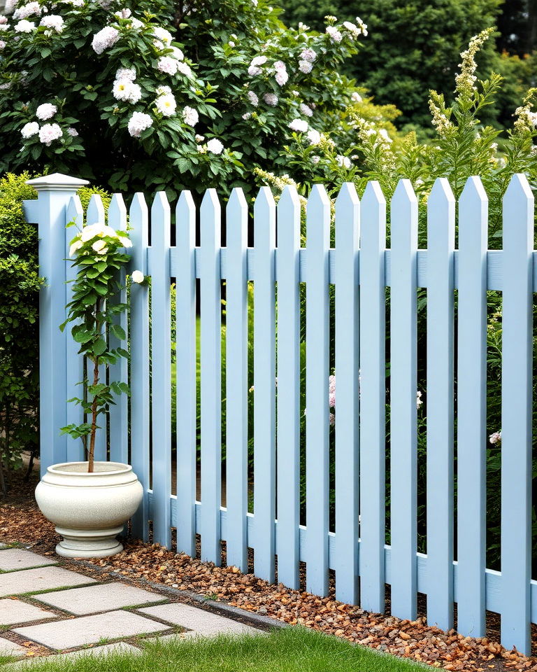 muted blue fence to add calm