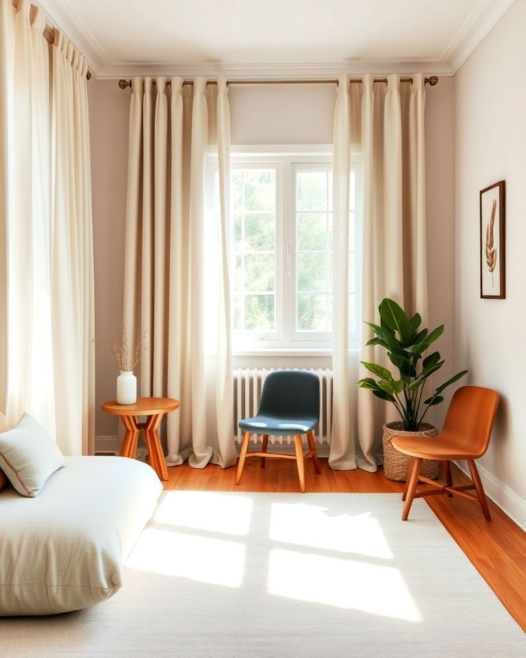 natural fiber curtains to add calm