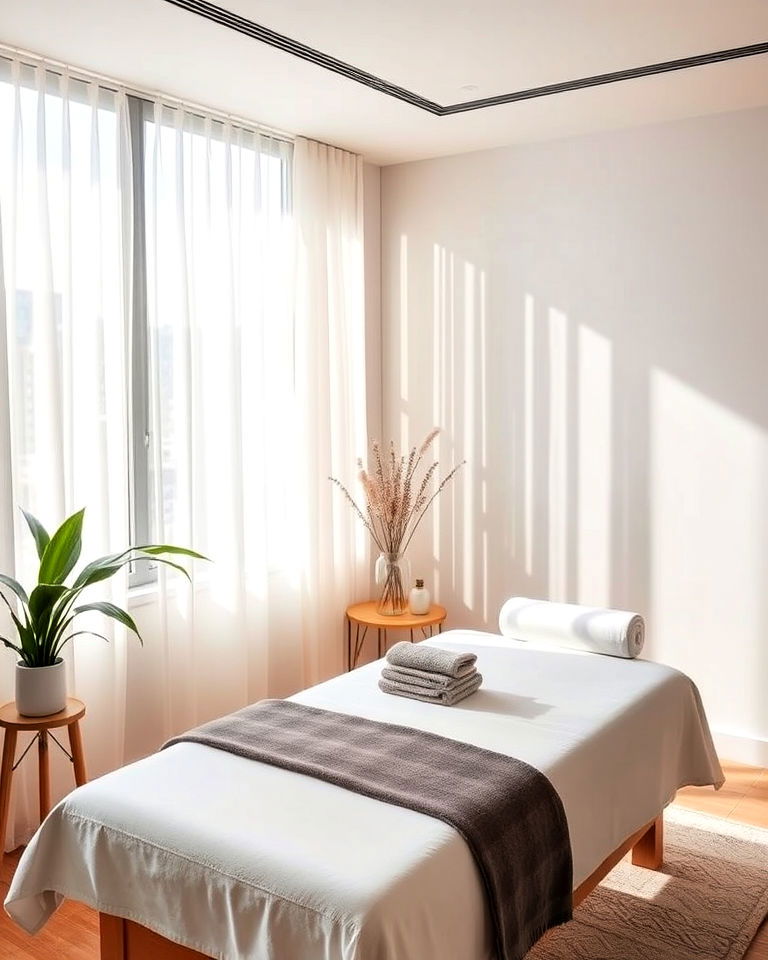 natural light massage room with privacy for serenity