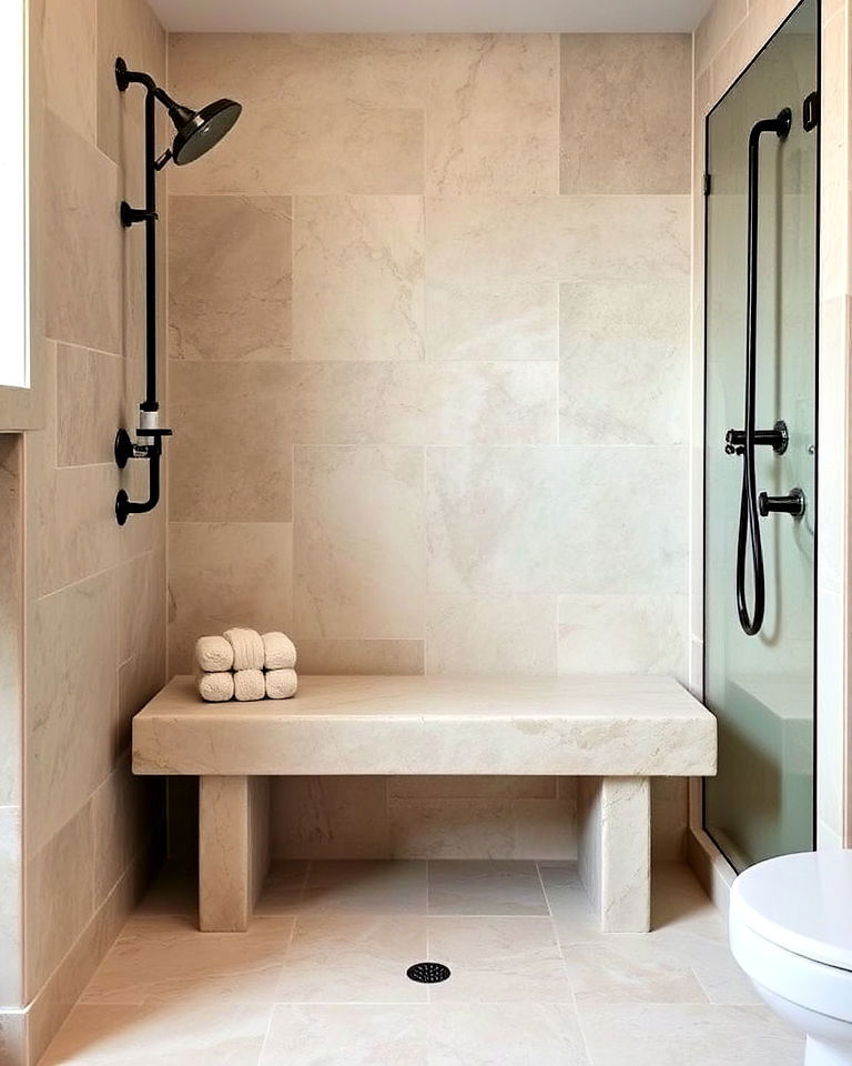 natural stone shower bench