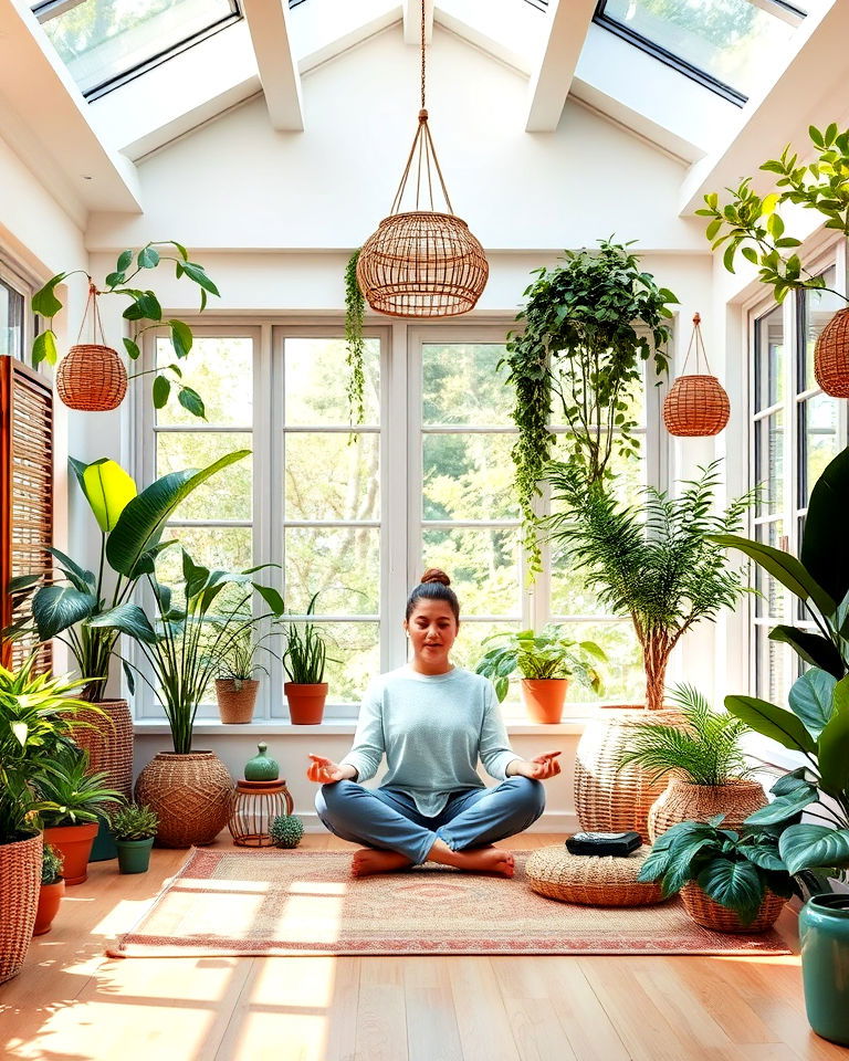 nature filled earthy meditation space