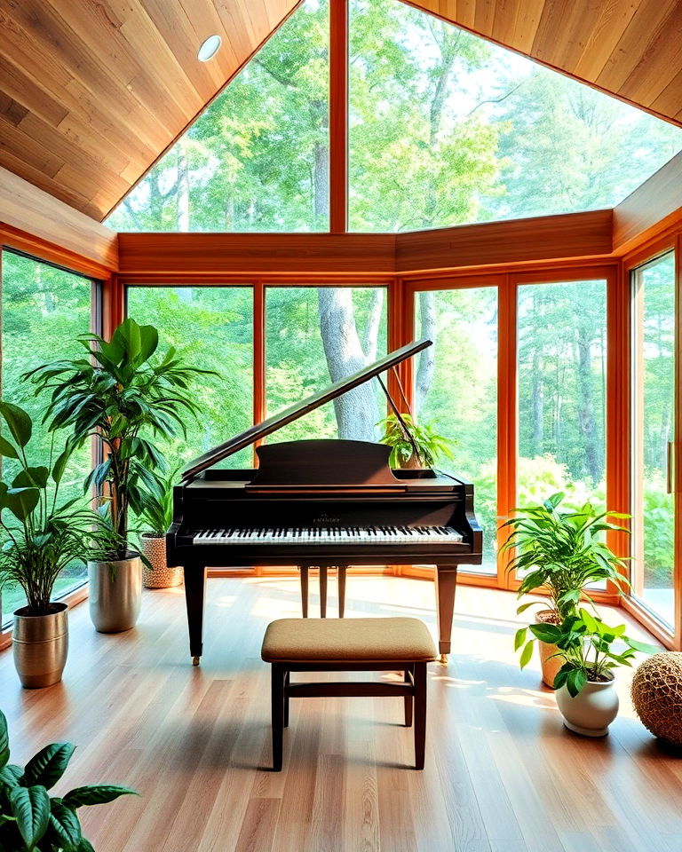 nature inspired piano room
