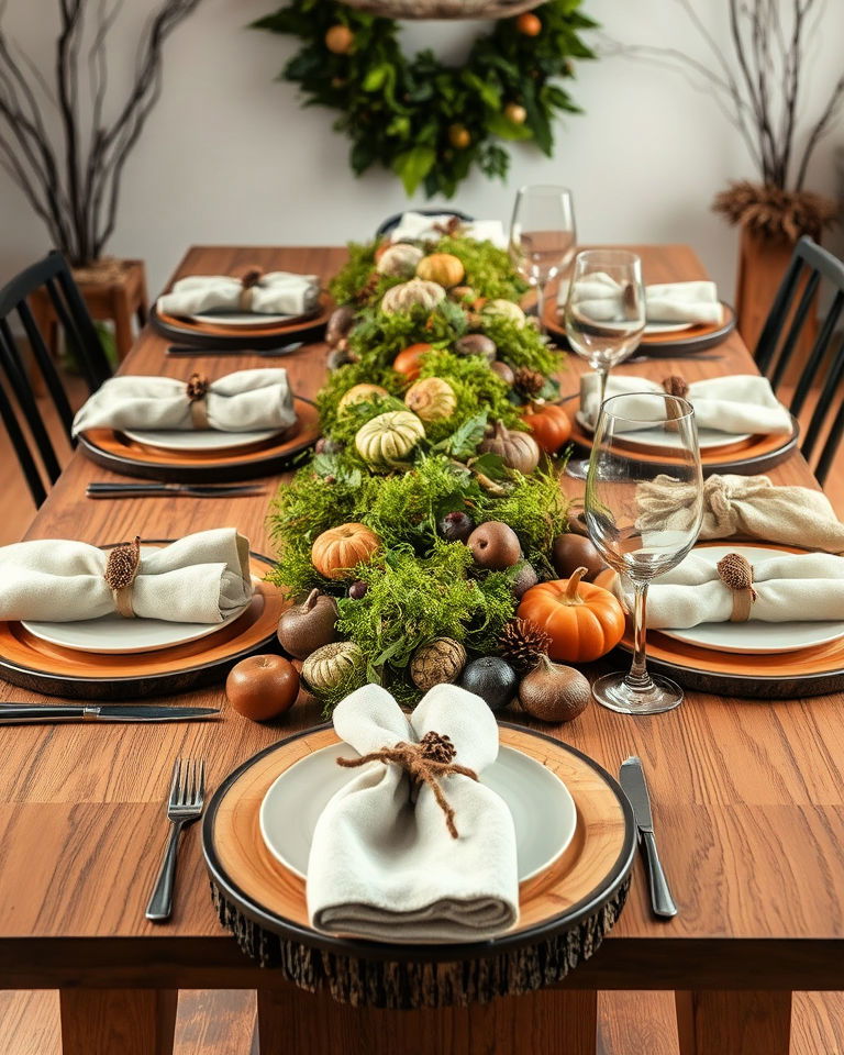 nature inspired woodland thanksgiving table