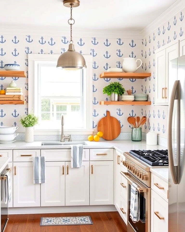 nautical inspired wallpaper for kitchen