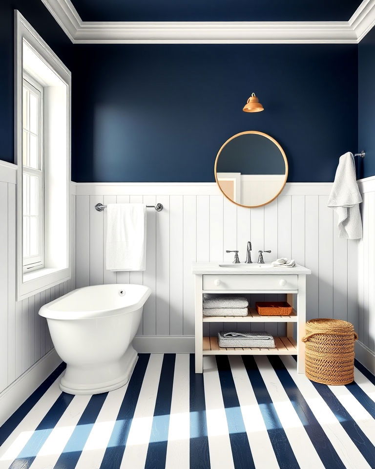 nautical stripes floor for bathroom