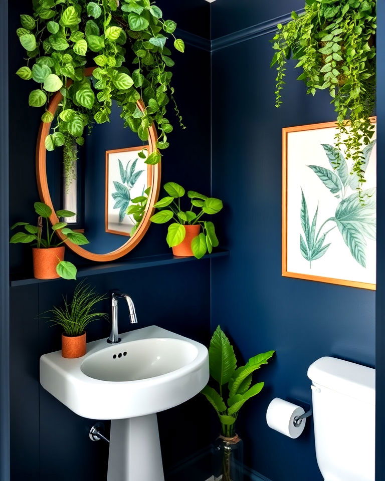 navy and greenery for a natural touch