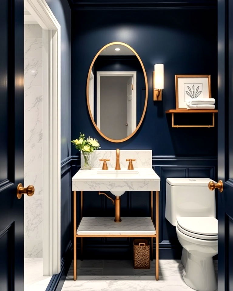 navy blue and marble for elegance