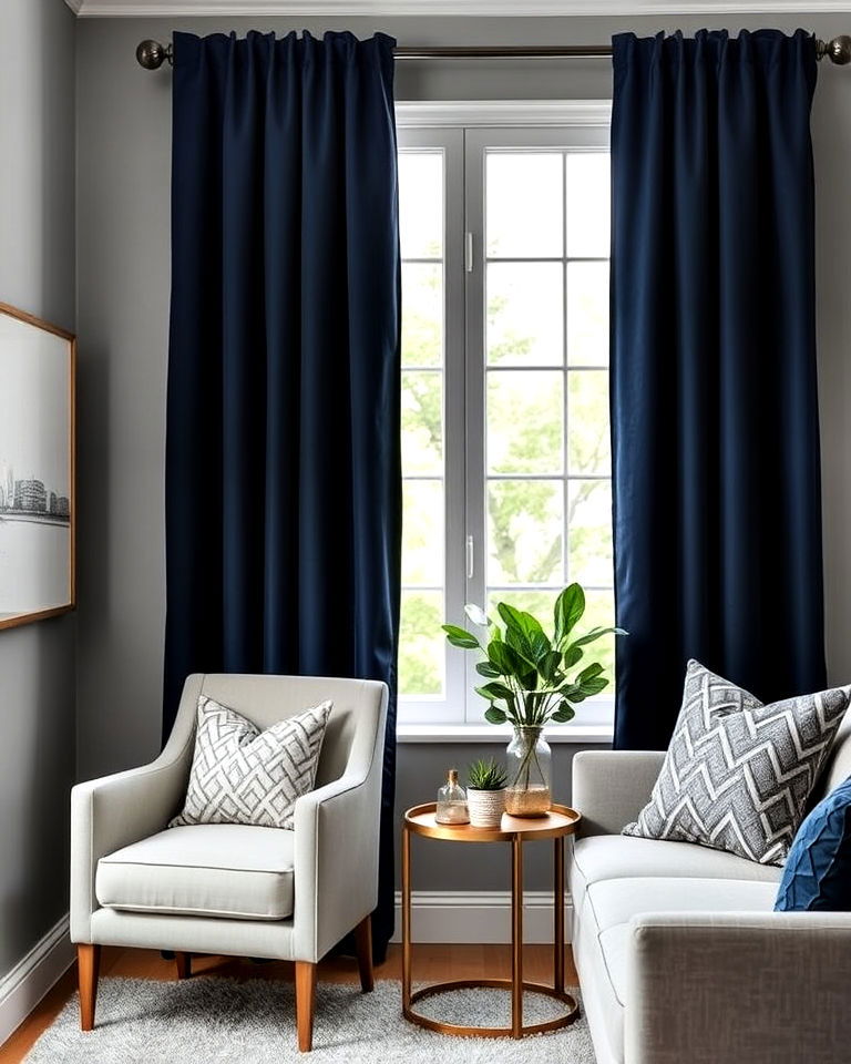 navy blue curtains