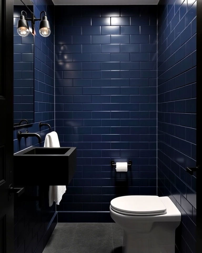 navy blue with matte black fixtures
