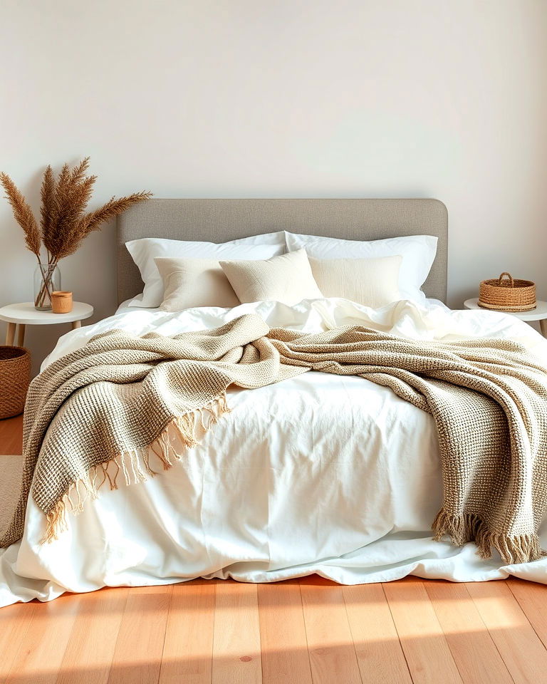 neutral bedding with layers to add depth