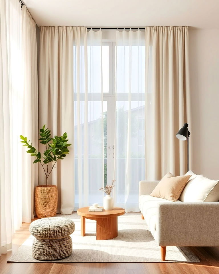 neutral fabric curtains for softness