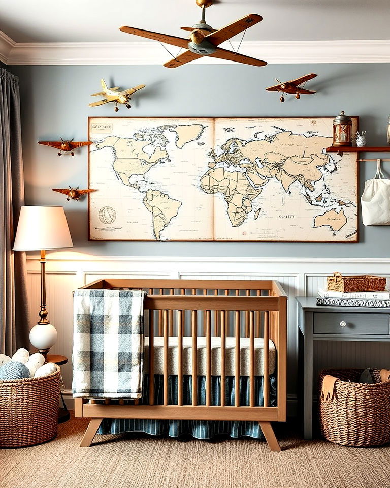 nostalgic vintage airplane themed nursery