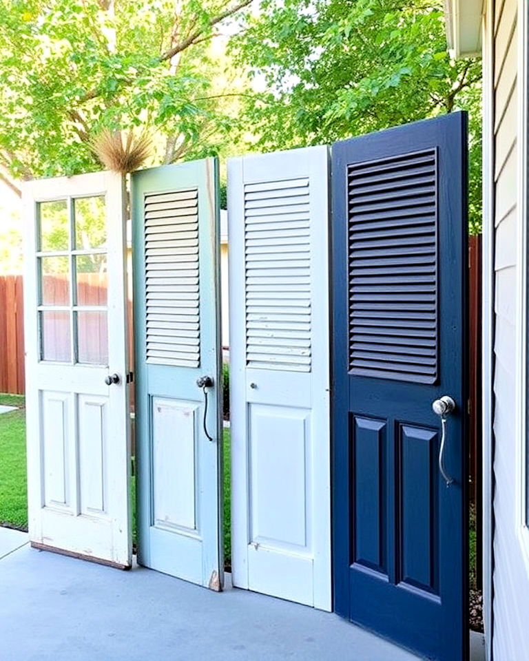 old doors or shutters to block neighbors view