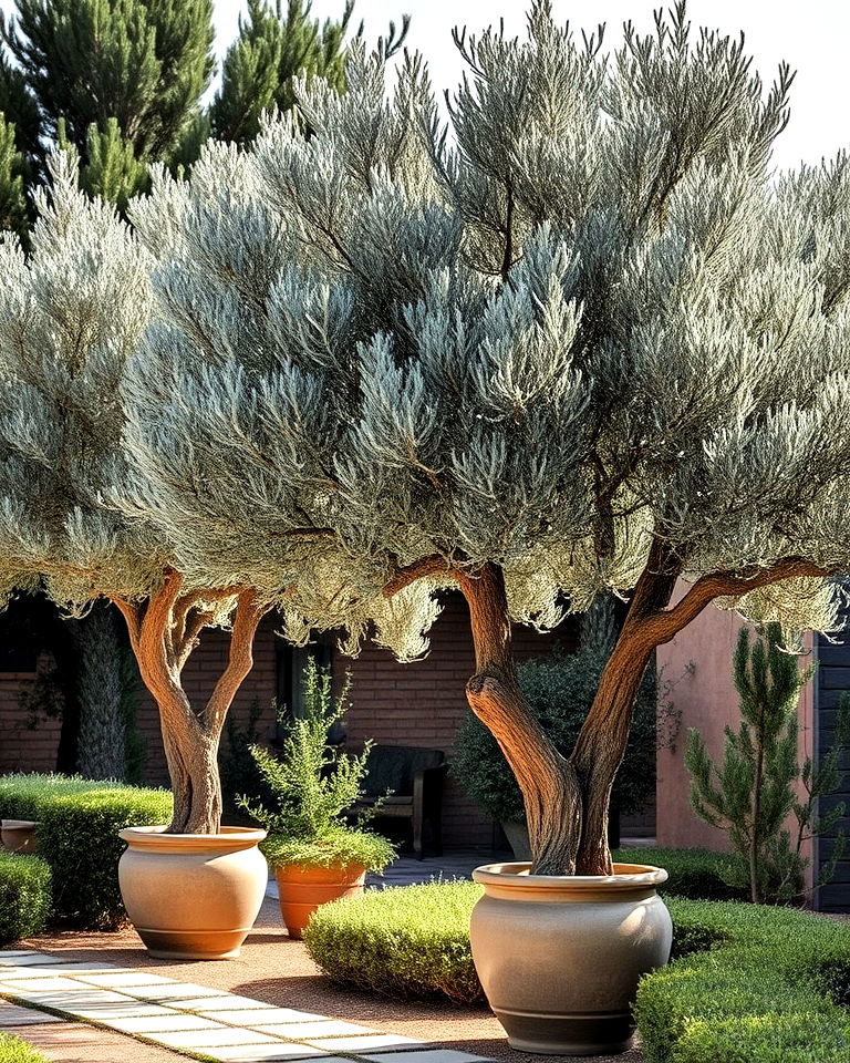 olive trees as focal points