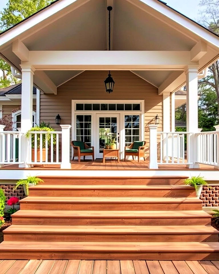 open air porch deck with wide steps