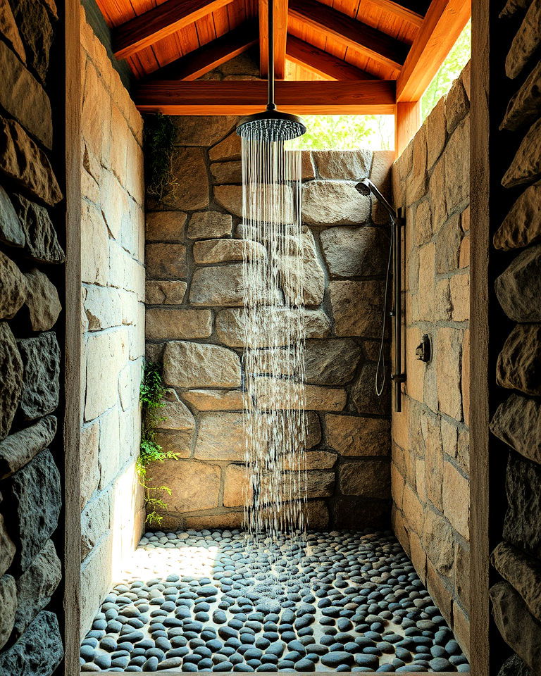 open air rustic shower design open air rustic shower design