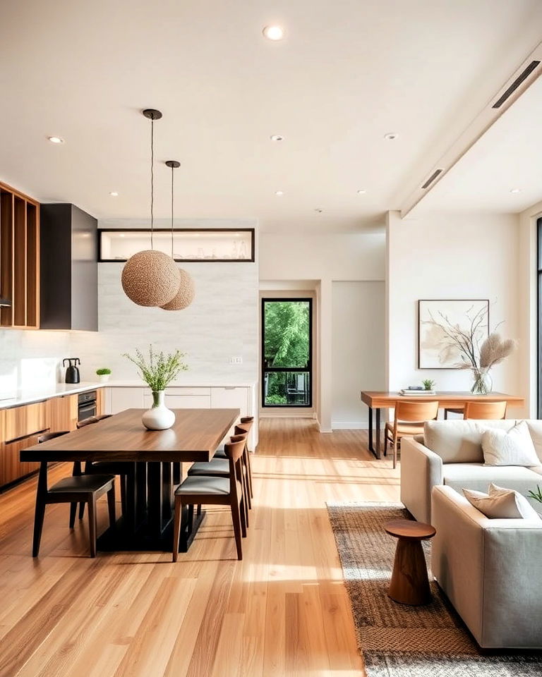 open floor plan japandi kitchen