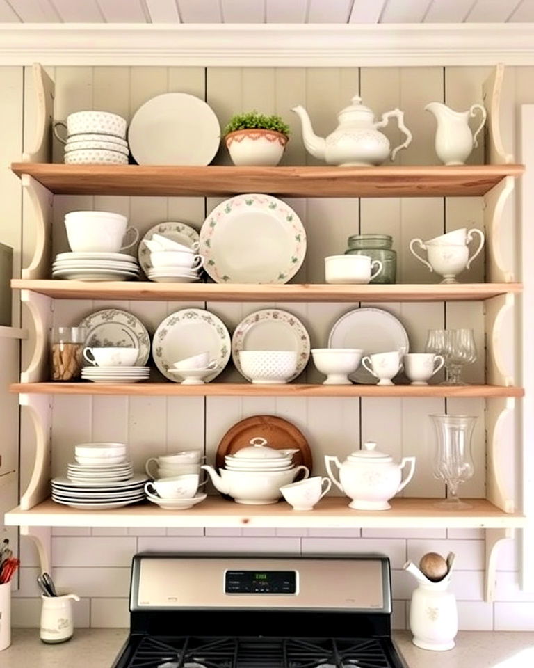 open shelving for vintage dishware display open shelving for vintage dishware display