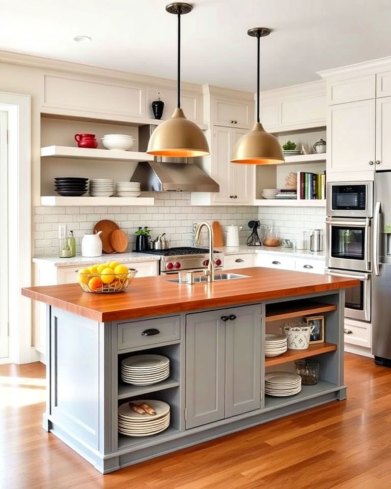 open shelving into your kitchen island